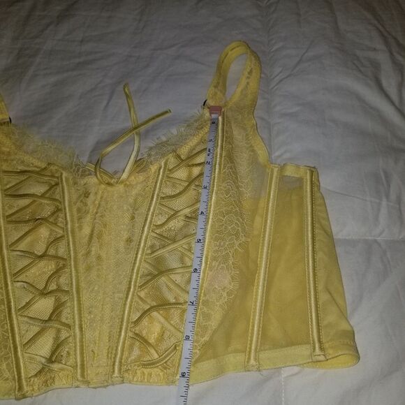 NWT Victoria’s Secret Dream Angels lemon yellow unlined lace-up corset top XL N - Picture 4 of 13